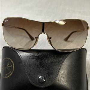 Ray-Ban Gold and Brown Sunglasses with Black Case